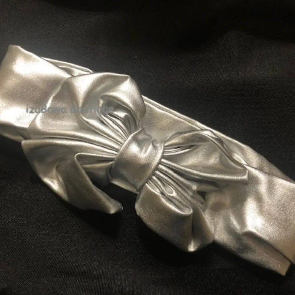 *****  Silver Metallic Big Bow Headband  SILMMES  Boutique  handmade
